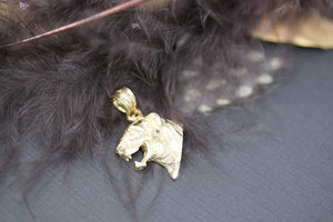CaliRoseJewelry 10k Gold Tiger Head Charm Pendant Necklace