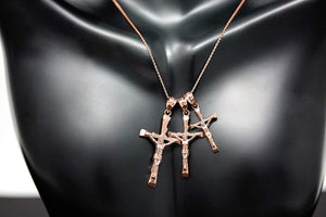 CaliRoseJewelry 10k Rose Gold Jesus on The Cross Crucifix Textured Pendant Necklace