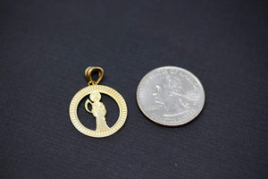 CaliRoseJewelry 10k Gold Santa Muerte Round Charm Pendant Necklace