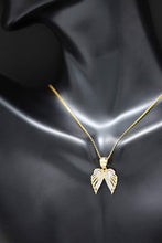Load image into Gallery viewer, CaliRoseJewelry 14k Gold Feather Dainty Angel Double Wing Cubic Zirconia Pendant Necklace