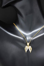 Load image into Gallery viewer, CaliRoseJewelry 10k Gold Feather Dainty Angel Double Wing Diamond Pendant Necklace