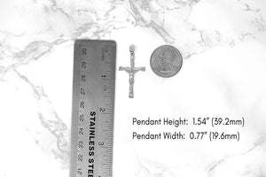CaliRoseJewelry 10k White Gold Jesus on The Cross Crucifix Textured Pendant Necklace