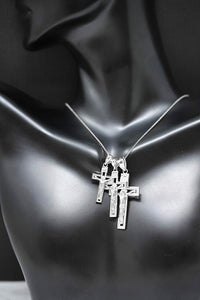 14k White Gold INRI Crucifix Cross Catholic Jesus Pendant Necklace