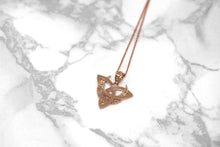 Load image into Gallery viewer, CaliRoseJewelry 10k Gold Crescent Moon Celtic Triquetra Trinity Knot Pendant Necklace