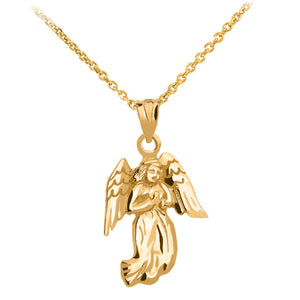 Praying Angel Pendant in Gold - solid gold, solid gold jewelry, handmade solid gold jewelry, handmade jewelry, handmade designer jewelry, solid gold handmade designer jewelry, chic jewelry, trendy jewelry, trending jewelry, jewelry that's trending, handmade chic jewelry, handmade trendy jewelry, mod-chic jewelry, handmade mod-chic jewelry, designer jewelry, chic designer jewelry, handmade designer, affordable jewelry