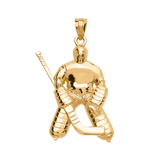 Hockey Goalie Player Pendant in Gold