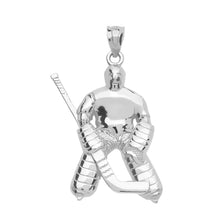 Load image into Gallery viewer, Hockey Goalie Player Pendant in Sterling Silver