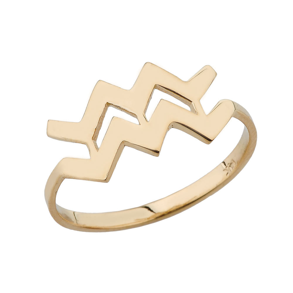 Zodiac Horoscope Rings in Gold Plain Band