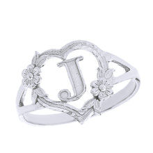 Load image into Gallery viewer, Alphabet Initial Heart Ring for Women in Sterling Silver