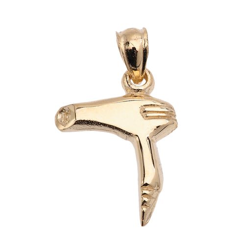 Hair Stylist Hair Blow Dryer Pendant in Gold