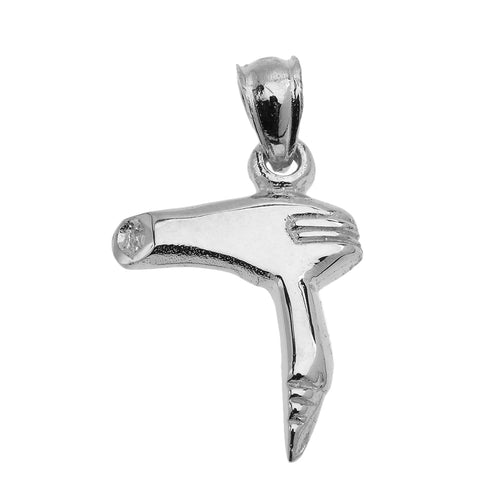 Hair Stylist Hair Blow Dryer Pendant in Sterling Silver