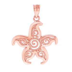 Beautiful Filigree Starfish Pendant in Gold