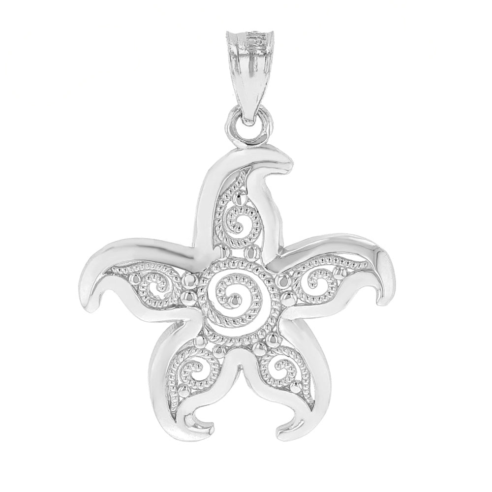 Beautiful Filigree Starfish Pendant in Sterling Silver