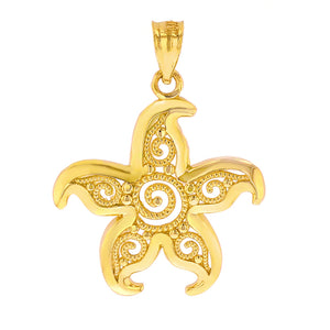 Beautiful Filigree Starfish Pendant in Gold