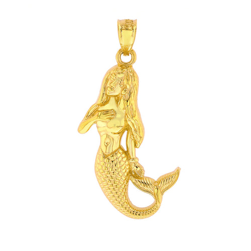 Mermaid Charm Pendant in Gold