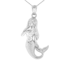 Load image into Gallery viewer, Mermaid Charm Pendant in Sterling Silver