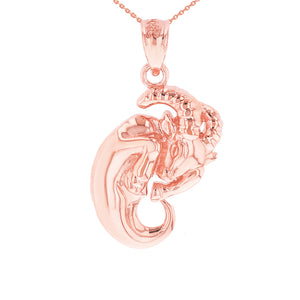 Capricorn Zodiac Goat Animal Pendant Necklace in Gold