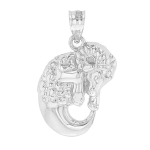 Aries Zodiac Ram Animal Pendant Necklace in Sterling Silver