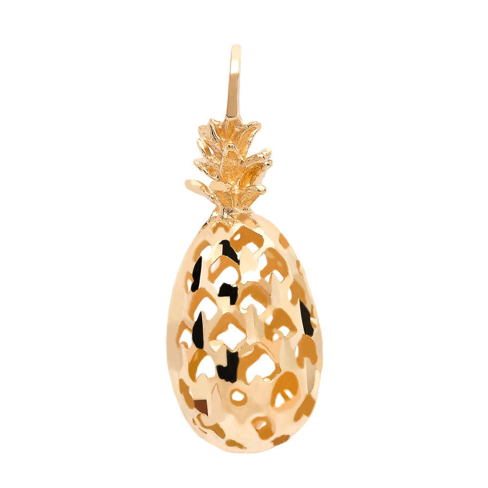 3D Pineapple Pendant in Gold