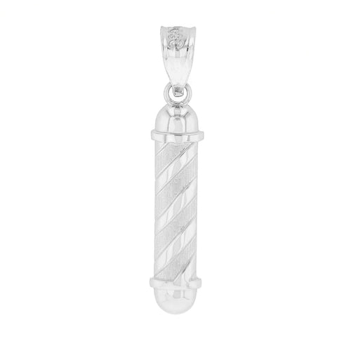 Barber Shop Pole Light Pendant Necklace in Sterling Silver