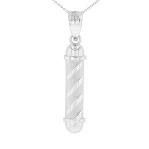 Barber Shop Pole Light Pendant Necklace in Sterling Silver