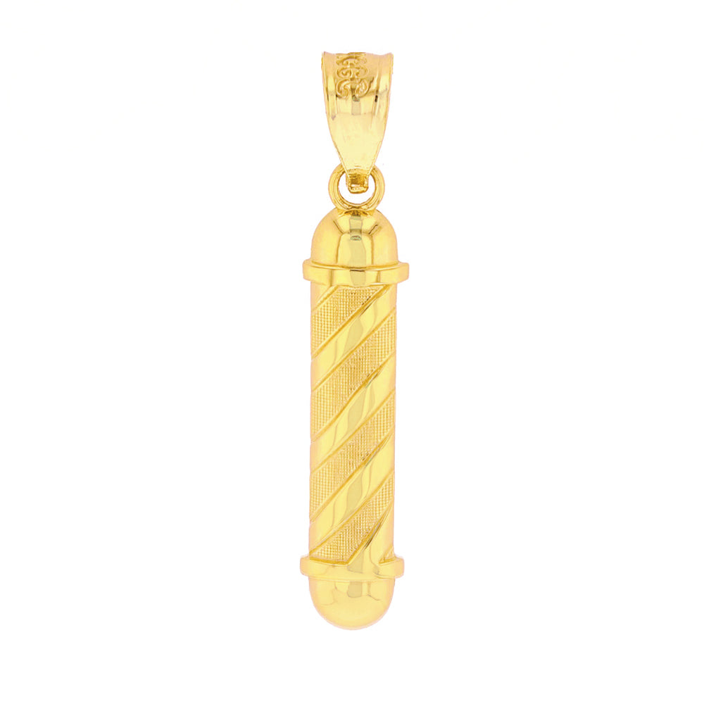 Barber Shop Pole Light Pendant Necklace in Gold