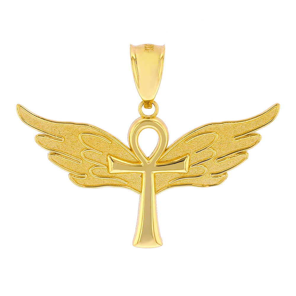 Ankh w/ Angel Wings Charm Pendant in Gold – CaliRoseJewelry