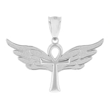 Load image into Gallery viewer, Ankh w/ Angel Wings Charm Pendant in Sterling Silver