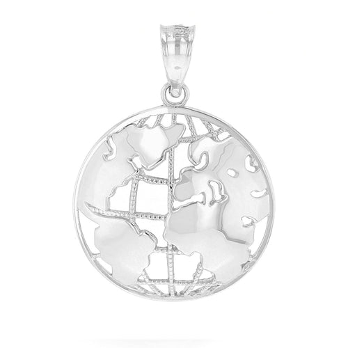World Globe Charm Pendant In Sterling Silver