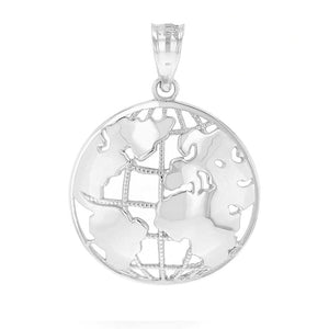 World Globe Charm Pendant In Sterling Silver