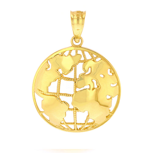 World Globe Charm Pendant In Gold