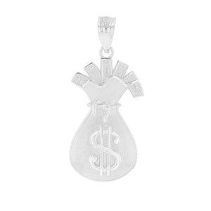Money Bag Filled with Cash Pendant in Gold