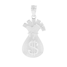 Load image into Gallery viewer, Money Bag Filled with Cash Pendant in Sterling Silver