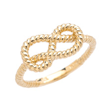 Load image into Gallery viewer, Twisted Style Rope Band Love Knot Promise Ring in Gold - solid gold, solid gold jewelry, handmade solid gold jewelry, handmade jewelry, handmade designer jewelry, solid gold handmade designer jewelry, chic jewelry, trendy jewelry, trending jewelry, jewelry that&#39;s trending, handmade chic jewelry, handmade trendy jewelry, mod-chic jewelry, handmade mod-chic jewelry, designer jewelry, chic designer jewelry, handmade designer, affordable jewelry