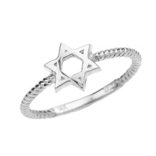 Load image into Gallery viewer, Twisted Rope Band Jewish Star of David Ring in Gold - solid gold, solid gold jewelry, handmade solid gold jewelry, handmade jewelry, handmade designer jewelry, solid gold handmade designer jewelry, chic jewelry, trendy jewelry, trending jewelry, jewelry that&#39;s trending, handmade chic jewelry, handmade trendy jewelry, mod-chic jewelry, handmade mod-chic jewelry, designer jewelry, chic designer jewelry, handmade designer, affordable jewelry