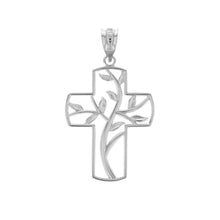 Load image into Gallery viewer, Tree of Life Cross Charm Pendant in Solid Gold - solid gold, solid gold jewelry, handmade solid gold jewelry, handmade jewelry, handmade designer jewelry, solid gold handmade designer jewelry, chic jewelry, trendy jewelry, trending jewelry, jewelry that&#39;s trending, handmade chic jewelry, handmade trendy jewelry, mod-chic jewelry, handmade mod-chic jewelry, designer jewelry, chic designer jewelry, handmade designer, affordable jewelry