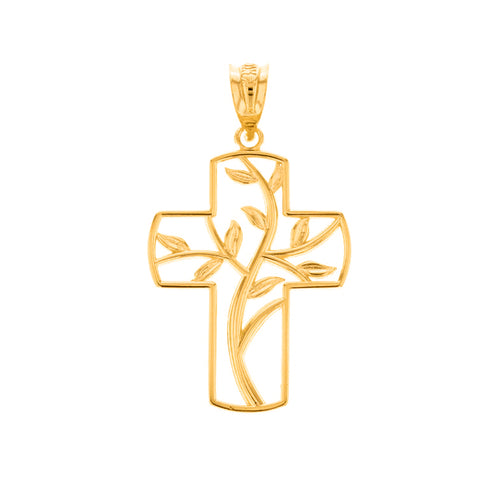 Tree of Life Cross Charm Pendant in Solid Gold - solid gold, solid gold jewelry, handmade solid gold jewelry, handmade jewelry, handmade designer jewelry, solid gold handmade designer jewelry, chic jewelry, trendy jewelry, trending jewelry, jewelry that's trending, handmade chic jewelry, handmade trendy jewelry, mod-chic jewelry, handmade mod-chic jewelry, designer jewelry, chic designer jewelry, handmade designer, affordable jewelry