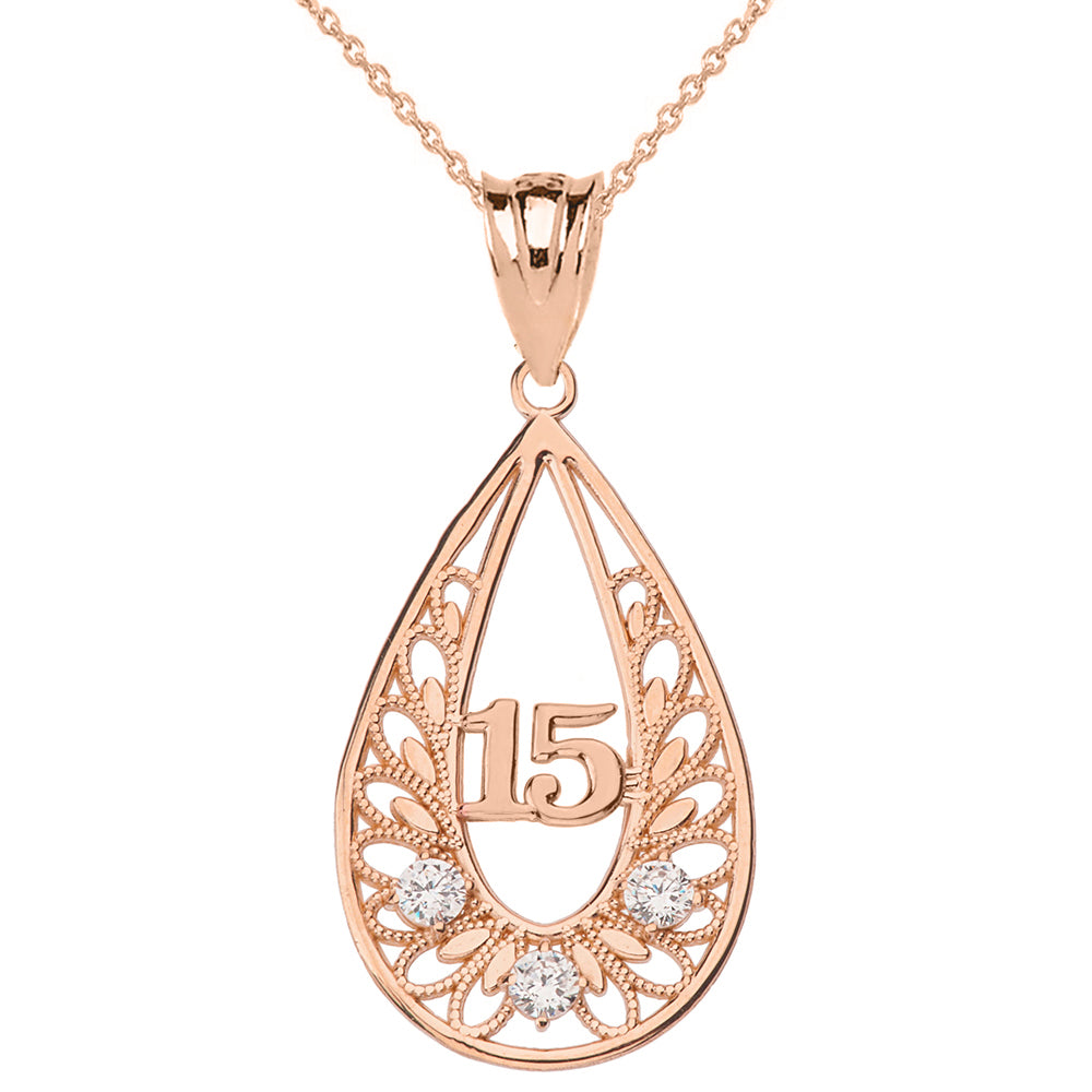 Ioka-14K Tri Color Gold Sweet 15 Years Quinceanera Virgin Mary Round Charm  Pendant with 0.8mm Box Chain Necklace - 24