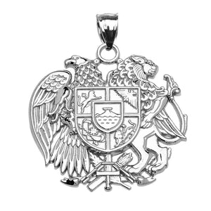 Armenian National Coat Of Arms Eagle and Lion Pendant in Gold