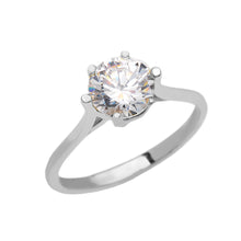 Load image into Gallery viewer, Gold Engagement And Solitaire Proposal Ring with 3 Carat C.Z. - solid gold, solid gold jewelry, handmade solid gold jewelry, handmade jewelry, handmade designer jewelry, solid gold handmade designer jewelry, chic jewelry, trendy jewelry, trending jewelry, jewelry that&#39;s trending, handmade chic jewelry, handmade trendy jewelry, mod-chic jewelry, handmade mod-chic jewelry, designer jewelry, chic designer jewelry, handmade designer