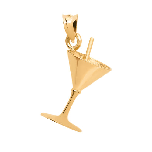 3D Martini Glass Pendant in Gold
