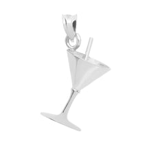 Load image into Gallery viewer, 3D Martini Glass Pendant in Sterling Silver