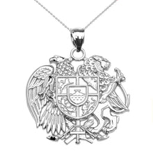 Load image into Gallery viewer, Armenian National Coat Of Arms Eagle and Lion Pendant in Sterling Silver