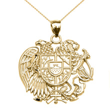 Load image into Gallery viewer, Armenian National Coat Of Arms Eagle and Lion Pendant in Gold