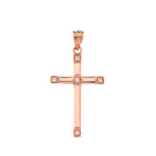 Load image into Gallery viewer, Classy Elegant Diamond Simple Cross Charm Pendant and Necklace in Gold