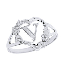 Load image into Gallery viewer, Alphabet Initial Heart Ring for Women in Sterling Silver