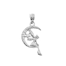 Load image into Gallery viewer, Tinkerbell Fairy Tale on The Moon Charm Pendant and Necklace in Sterling Silver