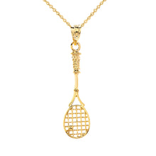Load image into Gallery viewer, Tennis Racket Charm Pendant and Necklace in Gold