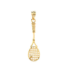 Load image into Gallery viewer, Tennis Racket Charm Pendant and Necklace in Gold