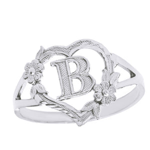 Alphabet Initial Heart Ring for Women in Two-Tone Gold